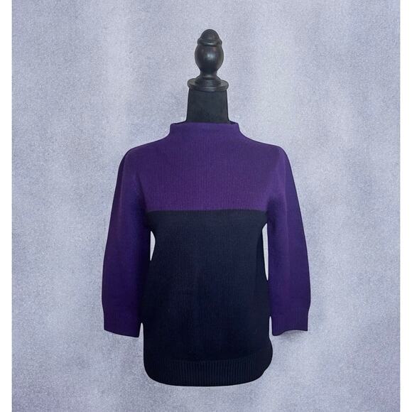 J.Crew 100% Merino Wool Colorblock Knit Mockneck Pullover Sweater Small - Picture 2 of 7